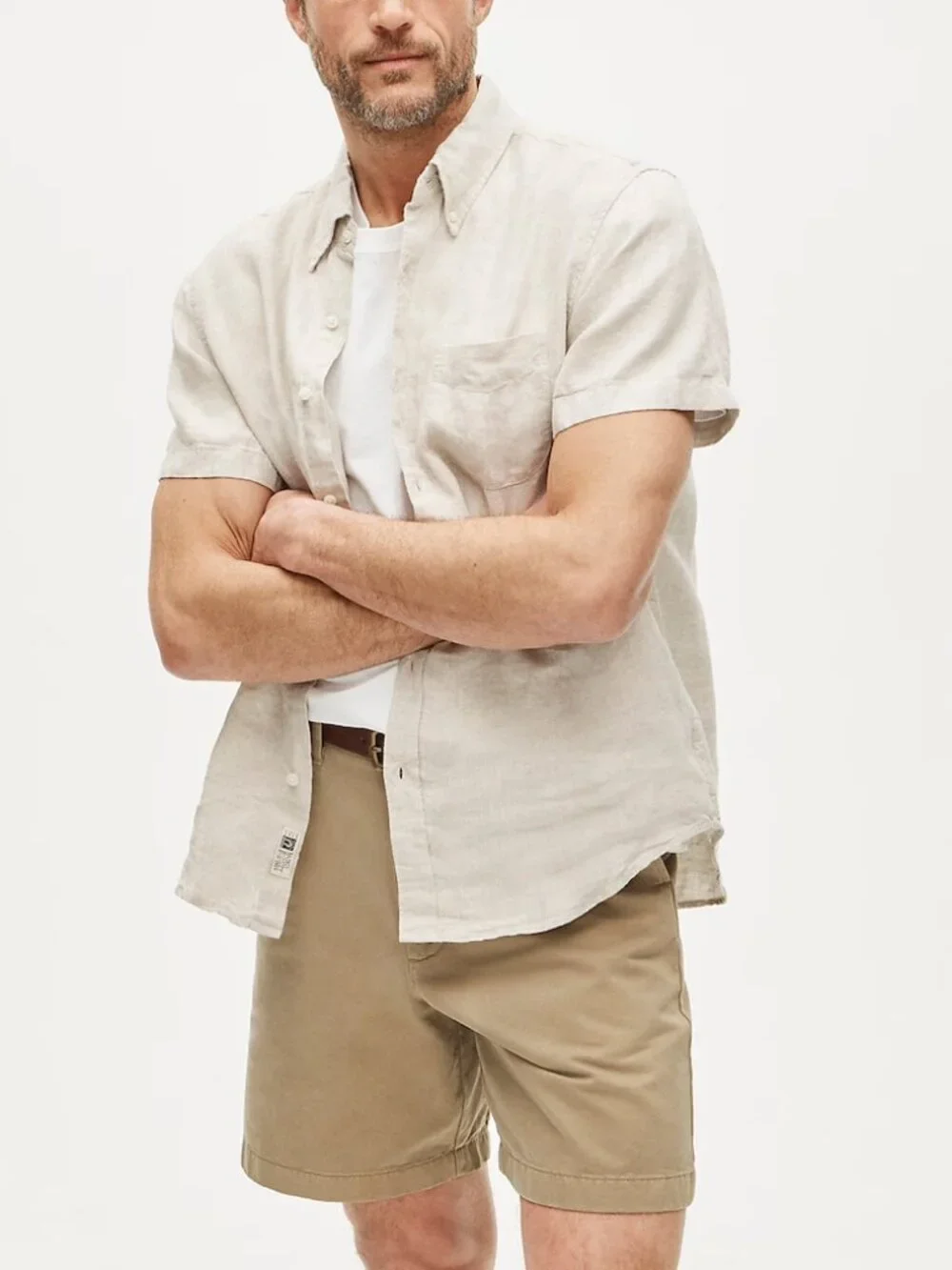 BRAND NEW J.Crew Beige Short-Sleeve Baird McNutt Irish Linen Shirt in Small